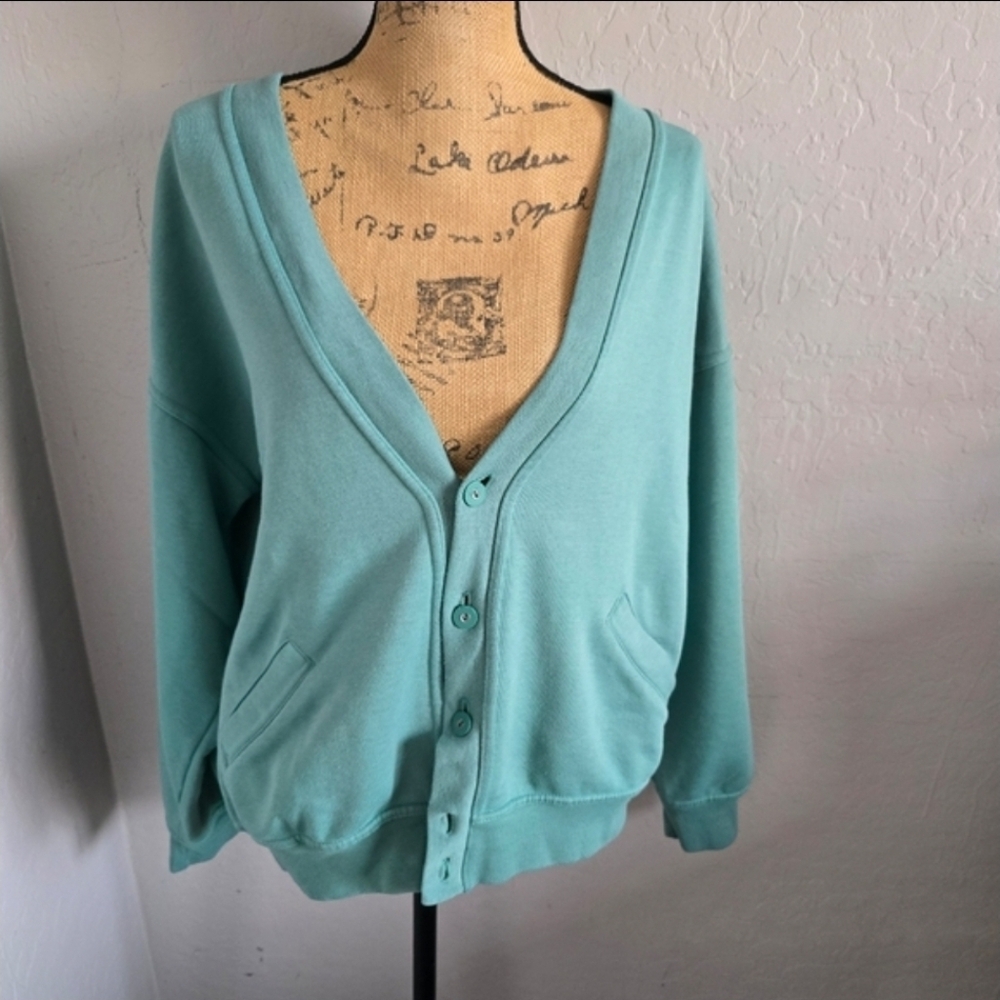 Vintage Gap Varsity Seafoam Green Cardigan Sweater size M